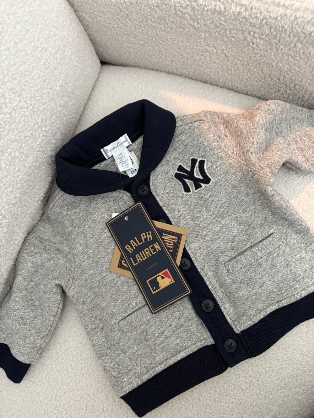 Ralph Lauren Kids Set Grey & Navy Yankees Button-Front Cardigan